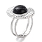 Ion Plating(IP) 304 Stainless Steel Ring, Adjustable Synthetic Turquoise Rings, Oval, 17x22mm, Inner Diameter: Adjustable