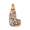 Brass Micro Pave Cubic Zirconia Pendants, Nickel Free, Real 18K Gold Plated, Colorful, Letter L, 18.5~24x12.5~25.5x5~5.5mm, Hole: 5x3mm