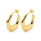 Rack Plating Brass Stud Earrings, Long-Lasting Plated, Lead Free & Cadmium Free, C-shape, Real 18K Gold Plated, 29x6.5mm