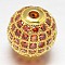 CZ Brass Micro Pave Cubic Zirconia Round Beads, Golden, 8mm, Hole: 2mm
