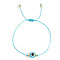 Bohemian Style Resin Evil Eye Bead Braided Bracelets, Adjustable Nylon Cord Braided Bracelets for Women, Cyan, Inner Diameter: 11 inch(28cm)