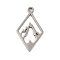 Non-Tarnish 304 Stainless Steel Pendants, Laser Cut, Stainless Steel Color, Rhombus, 21x12x1mm, Hole: 1.5mm
