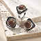 Synthetic Goldstone Adjustable Rings, Antique Silver Tone Brass Finger Rings, Rhombus, 22mm, Inner Diameter: 18mm