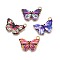 Printed Alloy Pendants, Cadmium Free & Nickel Free & Lead Free, Light Gold, Butterfly, Mixed Color, 15x20x1.5mm, Hole: 1.8mm