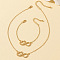 Heart & Infinity Alloy Pendant Necklaces & Link Bracelets Sets for Women, Golden, 370mm