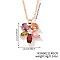 Brass Colorful Rhinestone Pendant Necklaces for Women, Fashionable and Versatile, Rose Gold, Flower, 15.75 inch(40cm)