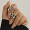 Star Alloy Adjustable Cuff Rings, for Women, Platinum, Inner Diameter: 17mm