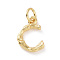 Brass Pendants, Cadmium Free & Lead Free, with Jump Ring, Golden, Letter Charms, Letter C, 12x8x2mm, Hole: 3mm