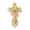 Brass Pendants, Cross with Flower Charms, Rack Plating, Long-Lasting Plated, Lead Free & Cadmium Free, Real 18K Gold Plated, 41.5x22x4.5mm, Hole: 2.5x1.5mm