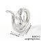 Snake-shaped Brass Pave Cubic Zirconia Cuff Open Rings, Silver, 20mm, Inner Diameter: 18mm