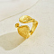 Irregular Texture Brass Cuff Rings for Women, Golden, 16.7mm, Inner Diameter: 16mm~18mm