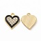 Alloy Enamel Pendants, with Crystal Rhinestones, Heart Charm, Golden, 15x13.5x2.5mm, Hole: 2mm