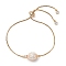 Freshwater Pearl  Slider Ring, with Brass Box Chain, Golden, Inner Diameter: 2-3/4 inch(7cm)