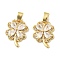 Clover Brass Micro Pave Cubic Zirconia Pendants, Cadmium Free & Nickel Free & Lead Free, Real 18K Gold Plated, 16x13x3.5mm, Hole: 4.5x2.5mm