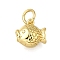 Brass Charms, Fish Charm, Long-Lasting Plated, Rack Plating, Lead Free & Cadmium Free, with Jump Ring, Real 18K Gold Plated, 9x9.5x5mm, Hole: 3mm