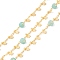 Natural Flower Amazonite Column Beaded Chains, with Brass Paperclip Chains and Star Charm, Soldered, with Spool, Lead Free & Cadmium Free, Golden, 2x1x0.5mm, 5x3x1mm