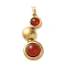 Natural Carnelian(Dyed & Heated) Pendants, 304 Stainless Steel Flat Round Charms, Ion Plating(IP), Golden, 35.5x15x6~7mm, Hole: 5x3mm