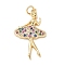 Brass Micro Pave Cubic Zirconia Pendants, Cadmium Free & Lead Free, Human Charms, with Jump Ring, Real 18K Gold Plated, 30.5x17.5x3mm, Hole: 3mm