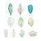 100Pcs 10 Style Transparent Spray Painted Glass Pendants, Imitation Jade Pendants, Leaf, Mixed Color, 20.5x11x3.5mm, Hole: 1.2mm, 10pcs/style