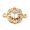 Brass Pave Clear Cubic Zirconia Connector Charms, Flower Square Links, Cadmium Free & Nickel Free & Lead Free, Real 18K Gold Plated, 15x11x4mm, Hole: 1mm