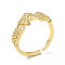 Clear Cubic Zirconia Knot Open Cuff Ring, Brass Jewelry for Women, Cadmium Free & Lead Free, Golden, Inner Diameter: 16.2mm