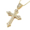 Brass Clear Cubic Zirconia Pendant Necklaces for Women, Real 18K Gold Plated, Cross, 17.52 inch(44.5cm), Pendant: 33x23mm
