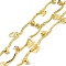 Handmade Eco-friendly Brass Curved Bar Link Chain, with Heart and Glass Charm, Long-Lasting Plated, Soldered, with Spool, Golden, 15.5x1.5x1mm