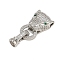 Brass Micro Pave Cubic Zirconia Fold Over Clasps, Leopard, Platinum, 32mm, Inner diameter: 4mm