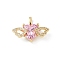 Brass Micro Pave Clear Cubic Zirconia Pendants, Wing Charms, Lead Free & Cadmium Free, Rack Plating, with Jump Ring, Real 18K Gold Plated, 16.5x22x7.5mm, Hole: 4x2mm