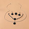 Flat Round Alloy Rhinestone & Resin Pendant Necklaces & Hoop Earrings & Link Bracelets & Rings Sets, Platinum, 600mm