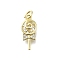 Brass Micro Pave Cubic Zirconia Pendants, Lollipop Charms, With Jump Ring, Long-Lasting Plated, Lead Free & Cadmium Free, Real 18K Gold Plated, Light Yellow, 17.5x7.5x4mm, Hole: 3mm