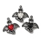 Rack Plating Alloy & Glass Charms, Lead Free & Cadmium Free & Nickel Free, Demon with Heart Charms, Gunmetal, 25.5x24x5.5mm, Hole: 1.6mm