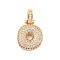 Brass Micro Pave Clear Cubic Zirconia Pendants, Cadmium Free & Nickel Free & Lead Free, Real 18K Gold Plated, Letter O, 31x18x5mm, Hole: 3x6mm