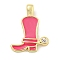Brass with Cubic Zirconia with Enamel Pendant, Long-Lasting Plated, Lead Free & Cadmium Free, Shoes, Deep Pink, 19.5x14.5x3mm, Hole: 3.7x2.2mm