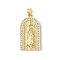 Brass Micro Pave Clear Cubic Zirconia Pendants, Cadmium Free & Lead Free, Real 18K Gold Plated, Cross Church Blessed Virgin Mary, 27x14x3mm, Hole: 4x4.5mm