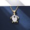 Brass Pave Clear Cubic Zirconia Sea Animal Pendant Necklaces, Real 18K Gold Plated, Turtle, 18.39 inch(46.7cm)