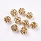 Brass Clear Rhinestone Beads, Grade B, Round, Golden, 8mm