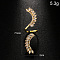 Leaf Brass with Crystal Rhinestone Cuff Rings for Women, Golden, 75mm, Inner Diameter: 20mm