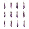 12Pcs Bullet Natural Amethyst Pointed Pendants, with Platinum Tone Brass Findings, 33~40x8~10mm, Hole: 2x3mm