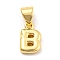 Brass Charms, Real 18K Gold Plated, Long-Lasting Plated, Lead Free & Cadmium Free, Letter Charm, Letter B, 10x6x2.5mm, Hole: 5x3.5mm