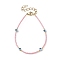 Evil Eye Lampwork & Glass Seed Beaded Bracelet with Real 18K Gold Plated 304 Stainless Steel Clasps, Pink, 6-3/4 inch(17.2cm)