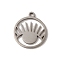 Non-Tarnish 201 Stainless Steel Pendants, Laser Cut, Flat Round with Eye Charm, Stainless Steel Color, 17x15x1mm, Hole: 1.6mm