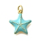 Brass Enamel Pendants, with Jump Ring, Lead Free & Cadmium Free, Real 18K Gold Plated, Golden, 16x14.5x3.5mm, Hole: 3mm