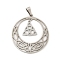 Non-Tarnish 201 Stainless Steel Pendants, Hollow, Flat Round with Trinity Knot, Stainless Steel Color, 32.5x30x1mm, Hole: 5x2mm