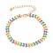 Brass Enamel Cobs Chains Bracelets, with Golden Plated Curb Chains and Spring Ring Clasps, Colorful, 7-3/8 inch(18.8cm)