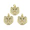 Rack Plating Real 18K Gold Plated Brass Pendants, with Cubic Zirconia, Long-Lasting Plated, Lead Free & Cadmium Free, Leopard, Colorful, 17x16.5x2.5mm, Hole: 3mm
