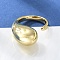Rack Plating Brass Teardrop Open Cuff Ring for Women, Lead Free & Cadmium Free, Real 18K Gold Plated, Inner Diameter: US Size 6 3/4(17.1mm)