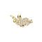 Brass Micro Pave Cubic Zirconia Charms, Cadmium Free & Lead Free, Real 18K Gold Plated, with Jump Ring, Rabbit, 8x11.5x1.5mm, Hole: 3mm