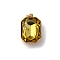 316 Stainless Steel Faceted Glass Pendants, Rectangle, Ion Plating(IP), Real 18K Gold Plated, with Loop, Yellow, 18x11.5x5.5mm, Hole: 2.5mm