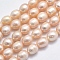 Natural Cultured Freshwater Pearl Beads Strands, Rice, Sandy Brown, 9~11x8.5~9mm, Hole: 0.8mm, about 32pcs/strand, 13.78 inch
